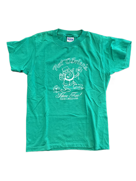 Image of vintage pat obriens New Orleans graphic tee for youth on white background.